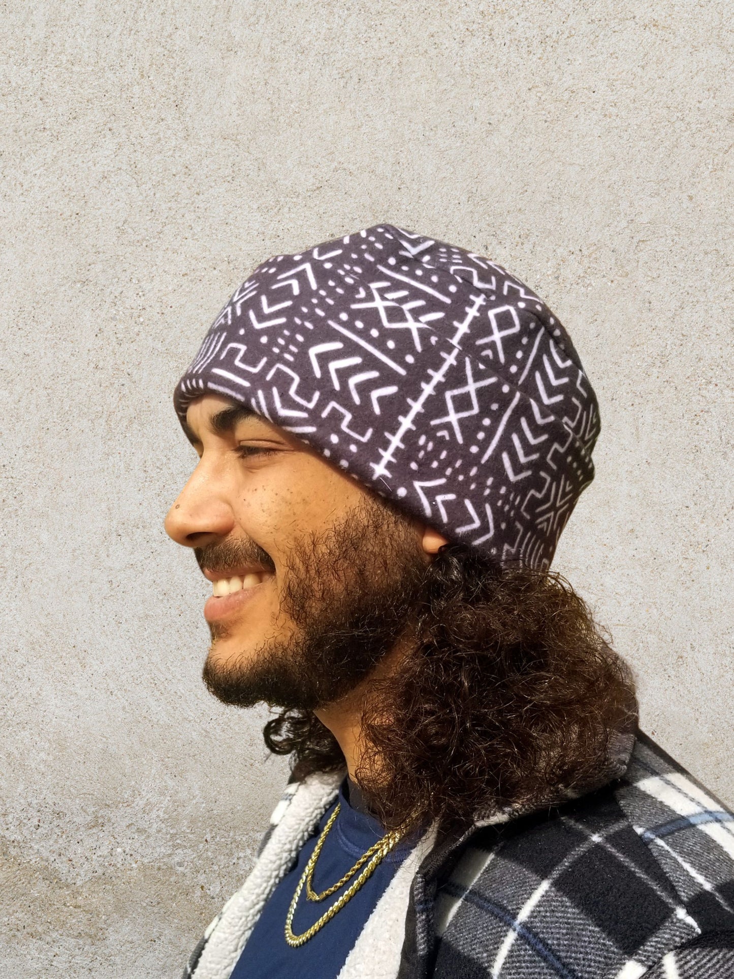 African Mud Cloth Print Hat| Unisex Hats| Men's Hats| Lined Mud Cloth Hat for Winter