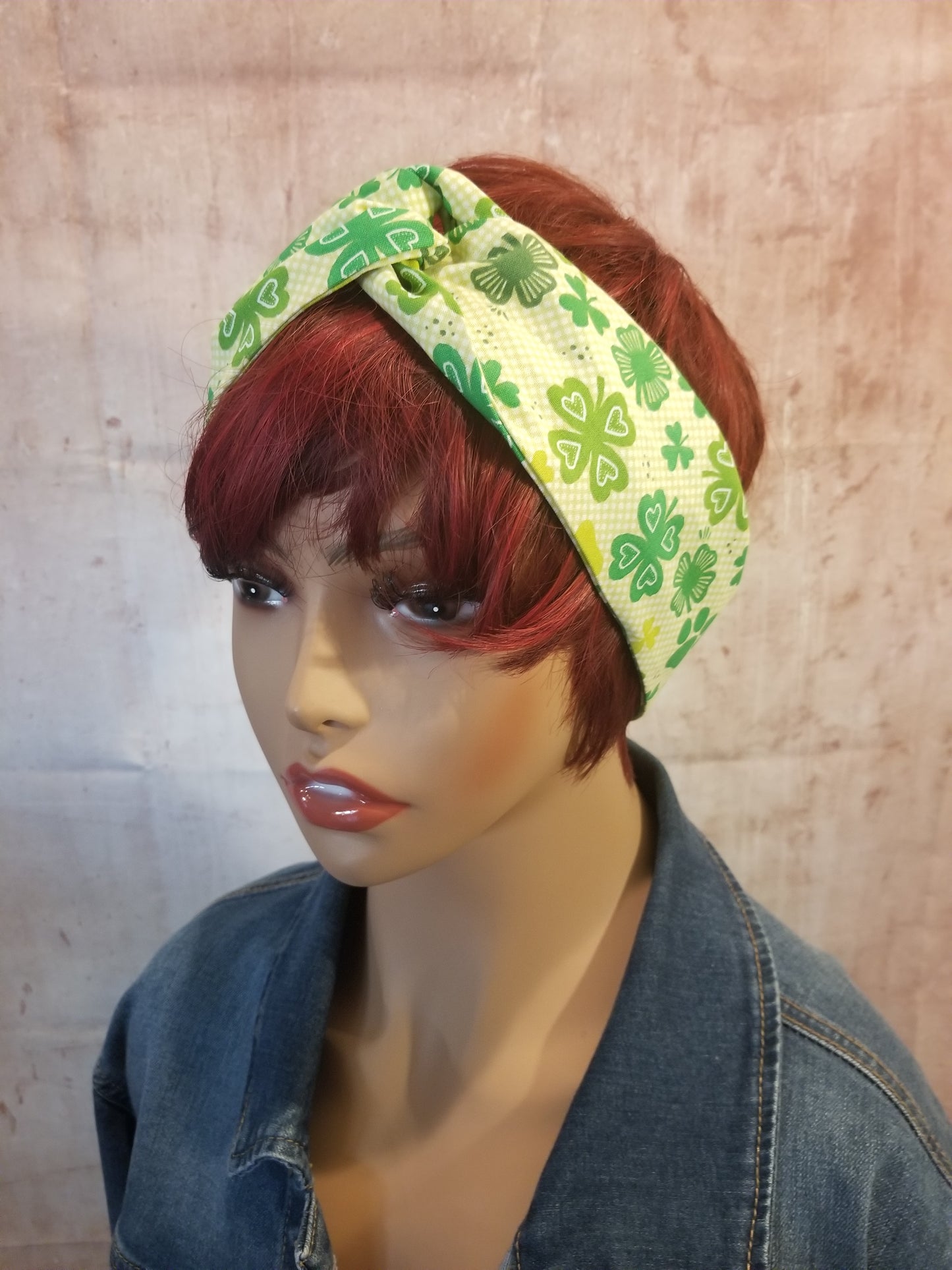 Head Wrap| Retro Headband| St Patrick's Day Wire Headband| Shamrock Dolly Bow Headwrap|