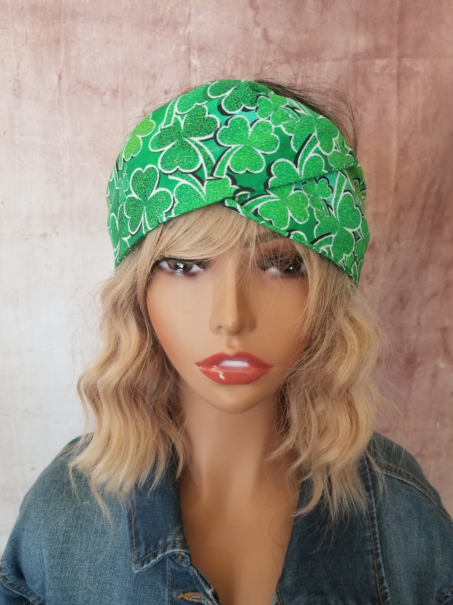 Head Wrap| St Patrick's Day Wire Headband| Green Dolly Bow Headwrap| Shamrock Boho Headband