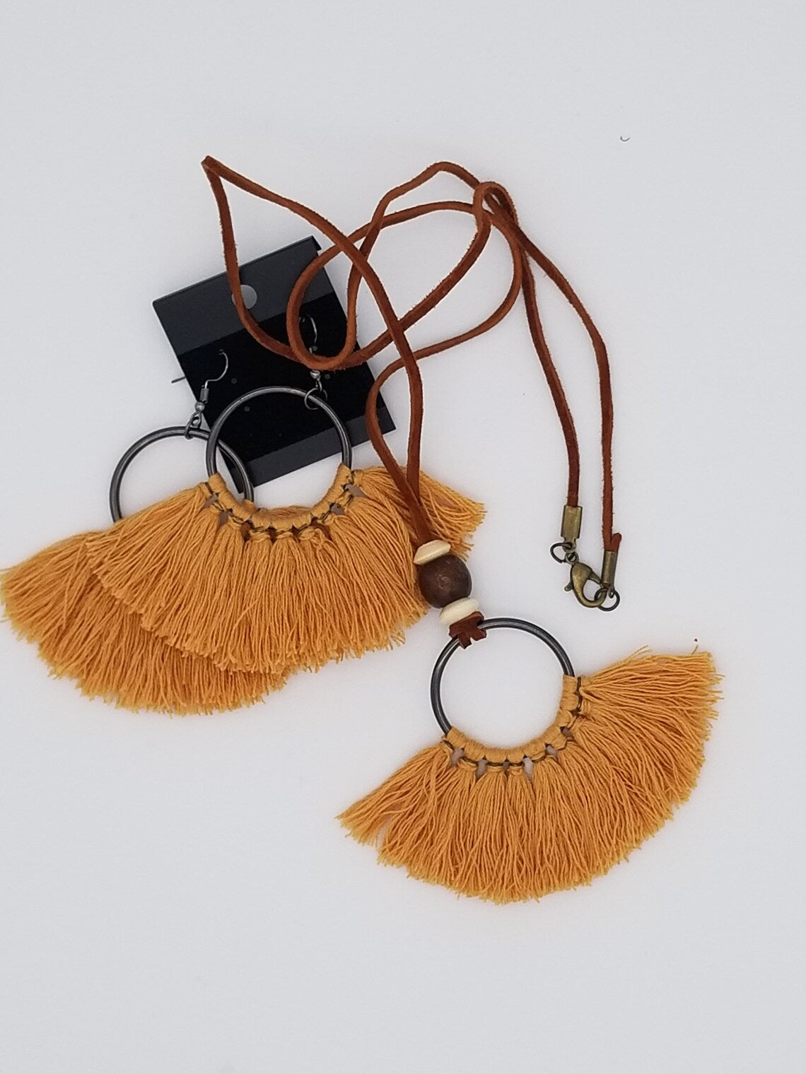 African Fringe Earrings And Boho Fringe Earrings With Boho or African Styled Necklace Stocking Stuffers - Auntie's Expo