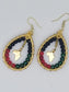 African Earrings Gold Finish - African Earrings Beads in Green and Red - Stocking Stuffers - Auntie's Expo