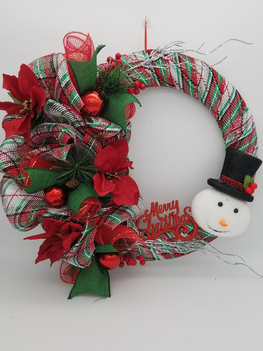 Unique Christmas Wreath - Asymmetric Holiday Wreath for front door, Christmas Decorations - Auntie's Expo