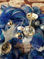 Silver and Blue Christmas Wreath With Remote - Holiday Wreath for front door, Christmas Decorations - Auntie's Expo