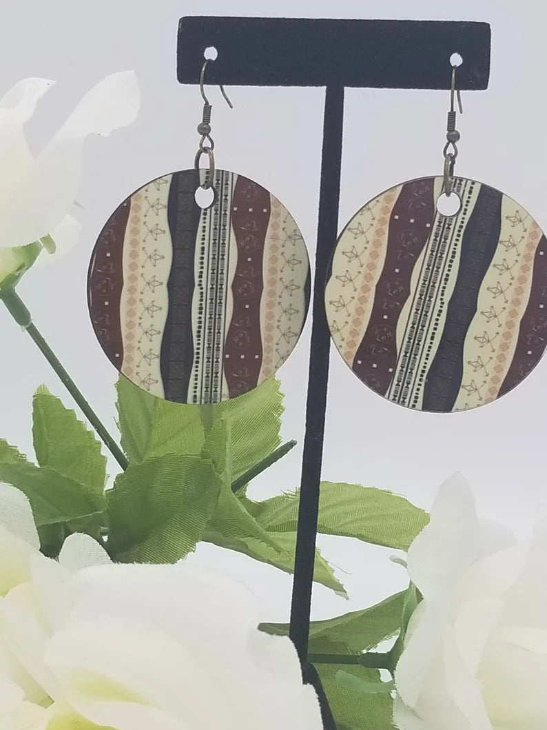 African Earrings Tribal Print - Lightweight Boho Style Ethnic Jewelry Stocking Stuffers - Auntie's Expo