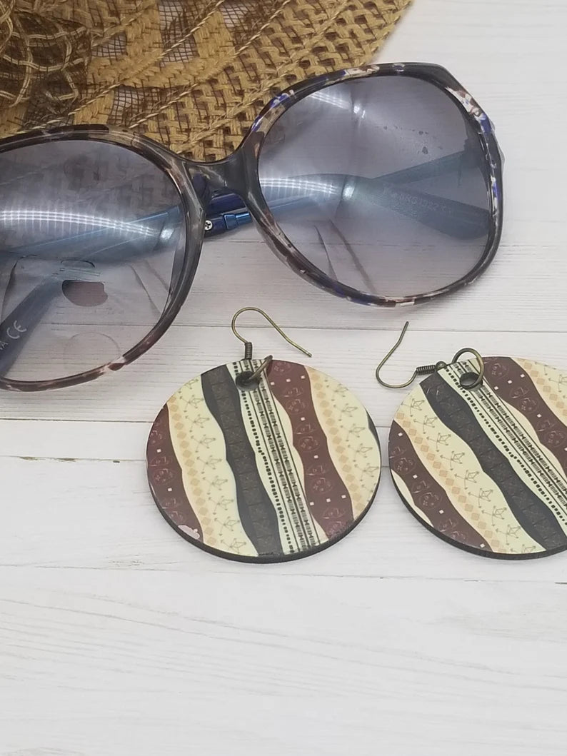 African Earrings Tribal Print - Lightweight Boho Style Ethnic Jewelry Stocking Stuffers - Auntie's Expo