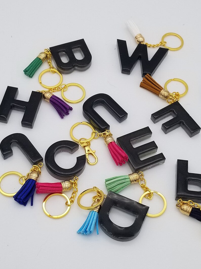 Boho Keychain Personalized Keychain Made With Resin Keychain Custom Letter Stocking Stuffers - Auntie's Expo