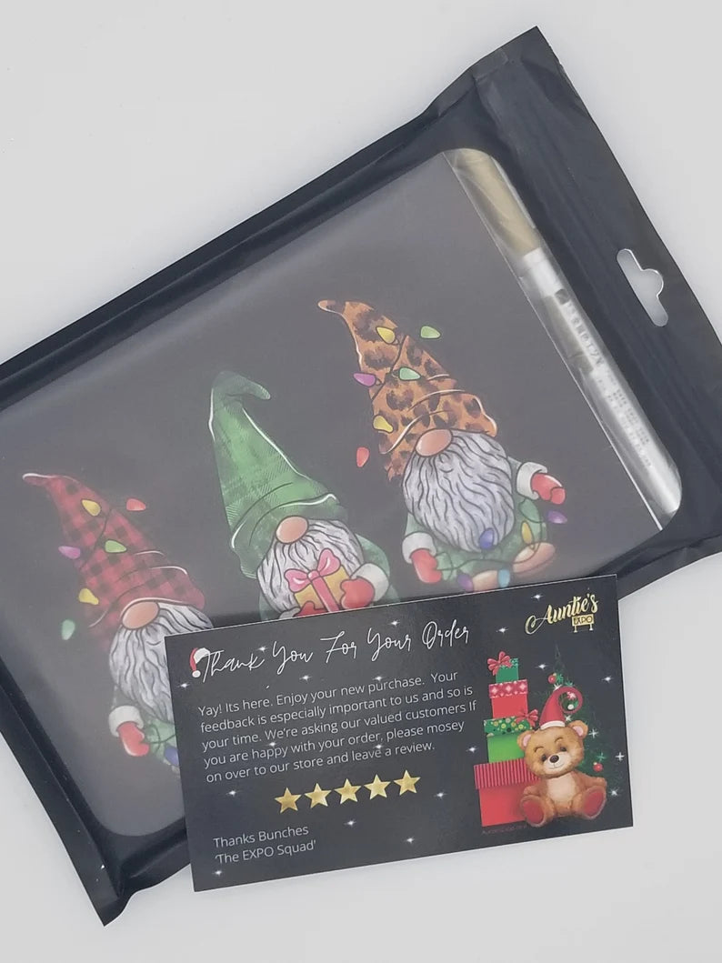 Black Christmas Cards 4 pc - 8 Pc Christmas Greeting Card Set With Black Santa And *Free Metallic Pen - Auntie's Expo