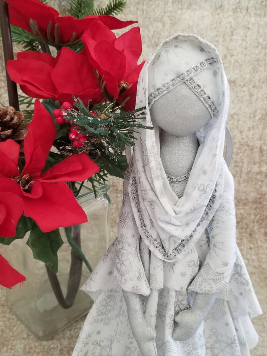 "ALINA" White and Silver Traditional Christmas Angel For Tree Top, Mystic Alina Christmas Angel - Christian Ornaments - Auntie's Expo