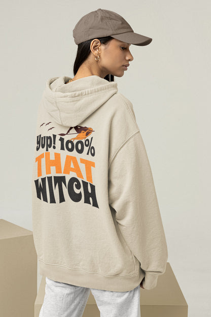 Cute Witch Sweatshirt With Hood, Halloween Hoodie, Printed Beige Sweatshirts for Women, Black Halloween Sweatshirt, Funny Fall Sweatshirts
