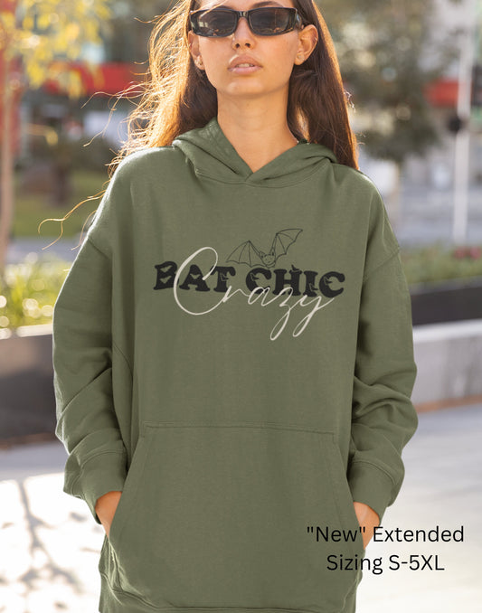 Funny Bat Sweatshirt With Hood, Bat Chic Crazy Halloween Pullover, Halloween Hoodie, Halloween Sweatshirt With Bats, Funny Fall Shirt