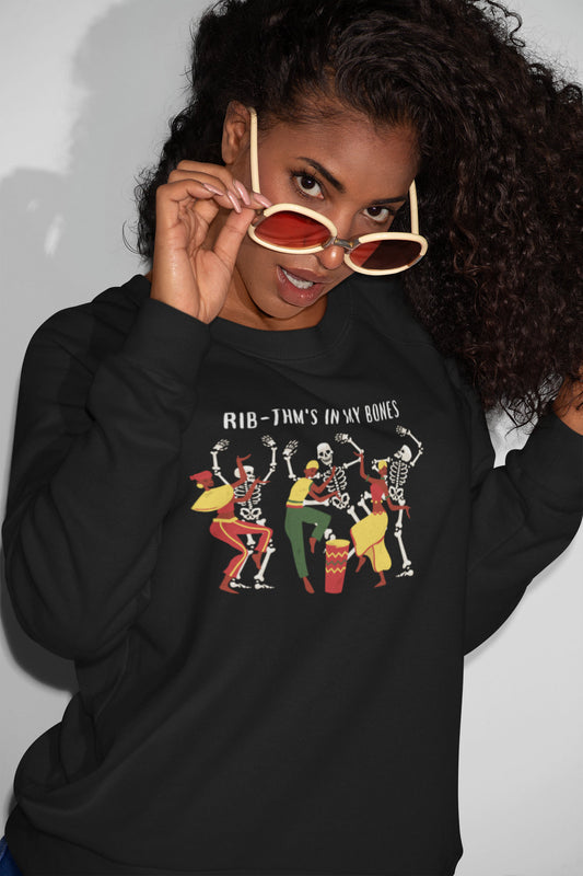 Dancing Skeleton Halloween Sweatshirt, Halloween Pullover Up To Plus size Halloween Shirt, Black Halloween Crew Neck, 3x Fall Sweatshirt