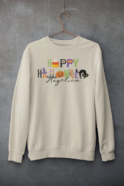 Personalized Halloween Pullover, Happy Halloween Sweatshirt Up To Plus size Halloween Sweatshirt, Teacher Halloween Fall Sweatshirt