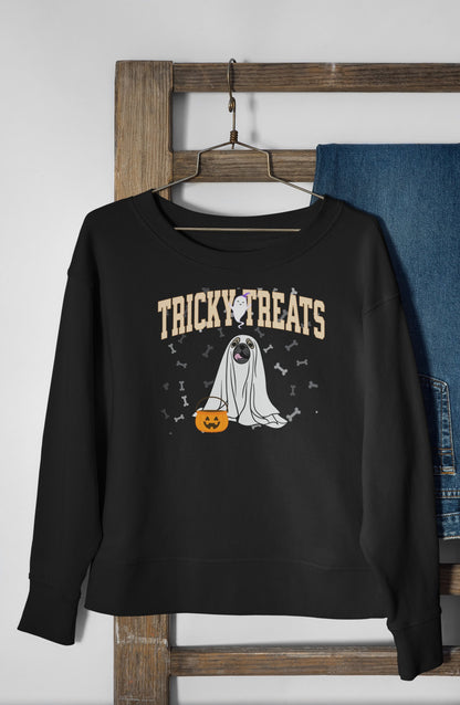 Cute Halloween Crew Neck,  Retro Dog Mama Sweatshirt, Funny Dog Shirt, Cute Dog Shirt, Trick or Treat Halloween Shirt, Halloween Ghost Shirt