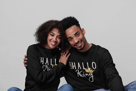 Couples Sweatshirt, Happy Hallo Queen, Halloween Sweatshirt, Halloween Pullover, Plus size Halloween Shirt, Black Woman Shirt, Melanin Shirt