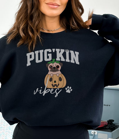 Cute Pug Shirt, Pug Mom, Dog Shirt, Cute Halloween Shirt, Fall Sweater, Funny Pullover Sweatshirt, Retro Halloween Crew Neck, Dog Shirt