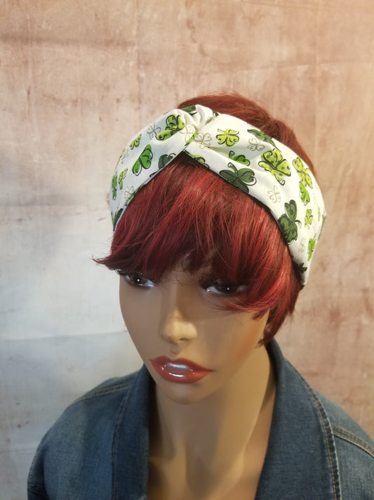 Wire Retro Headband| St Patrick's Day Headband| Head Wrap| Shamrock Dolly Bow Headwrap|