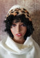 Leopard Print Hat With Sherpa Trim| White Fleece Hat| Lined Sherpa Hat for Winter