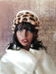 Leopard Print Hat With Sherpa Trim| White Fleece Hat| Lined Sherpa Hat for Winter