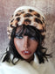 Leopard Print Hat With Sherpa Trim| White Fleece Hat| Lined Sherpa Hat for Winter