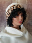 Leopard Print Hat With Sherpa Trim| White Fleece Hat| Lined Sherpa Hat for Winter