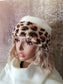 Leopard Print Hat With Sherpa Trim| White Fleece Hat| Lined Sherpa Hat for Winter